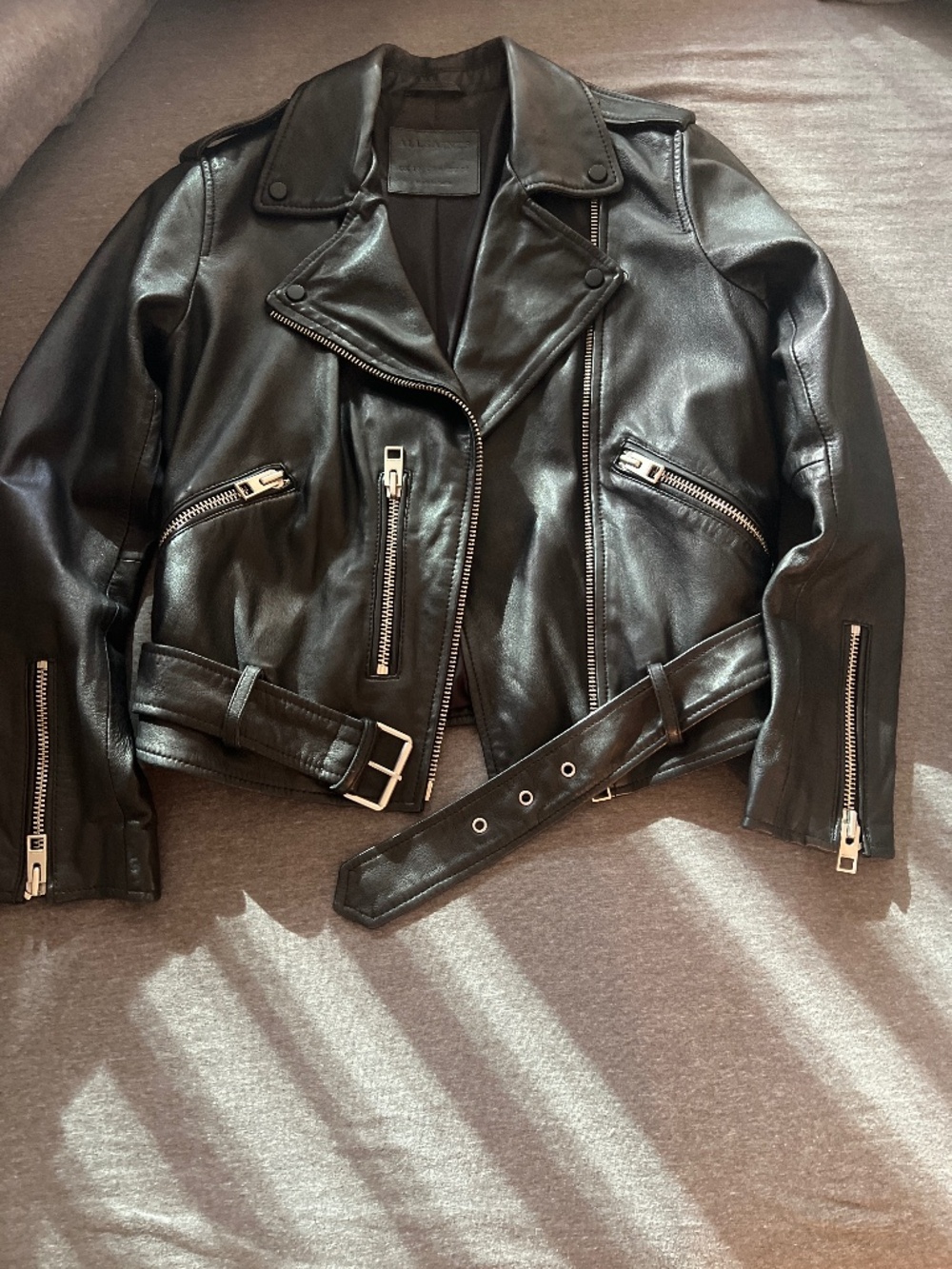 AllSaints Signature Biker Leather Jacket – Black